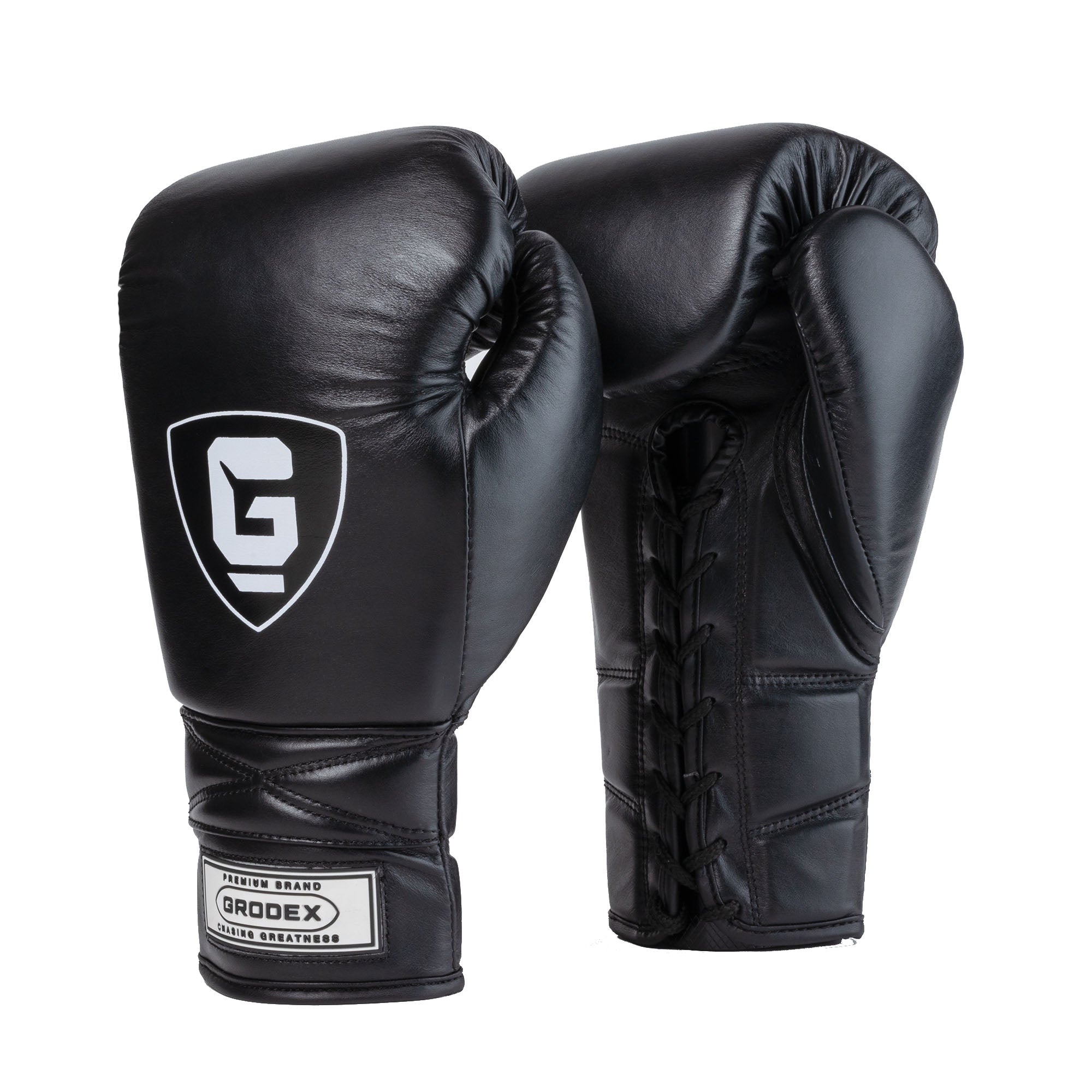 Boxing Gloves - Black - Lace Up - Grodex USA